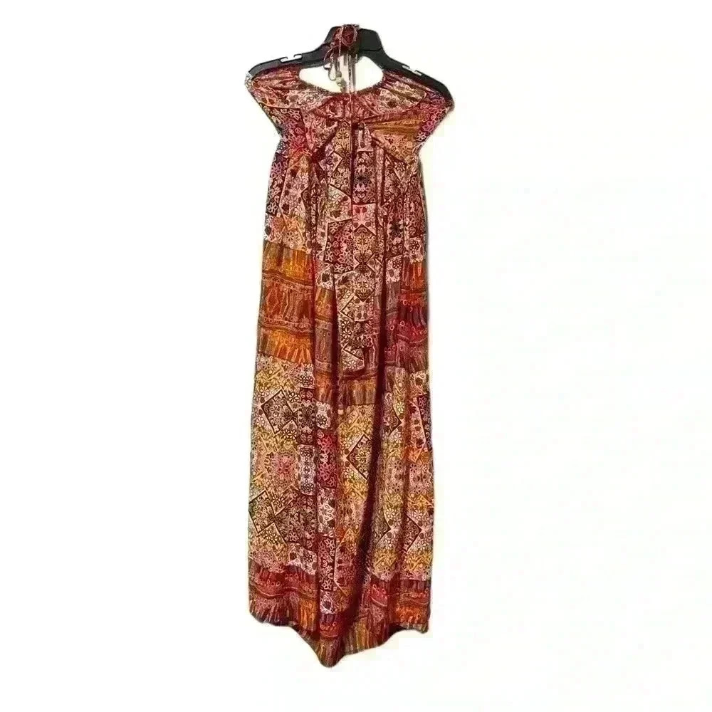 SHEIN VCAY Floral Print Open Back Drawstring Halter Dress Multicolor Size M - Picture 5 of 9